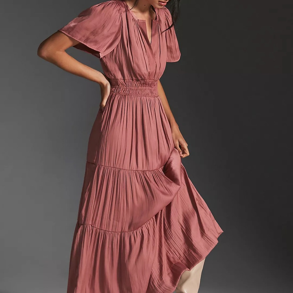 Anthropologie Somerset Dusty Rose Maxi Dress
